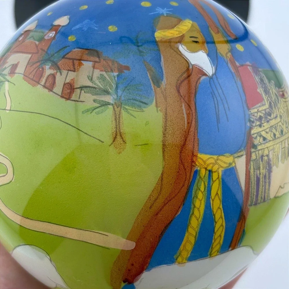 Pier 1 Li Bien 2004 Nativity Scene Inside Painted Glass Christmas Ornament Ball
